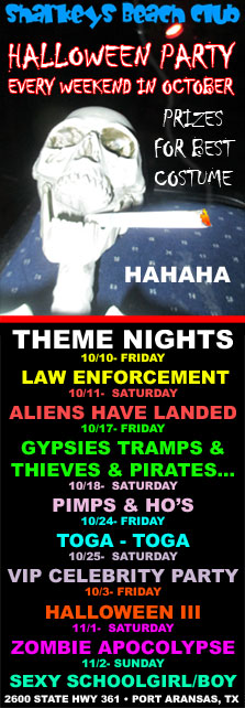 Halloween Party Theme Nights at Sharkeys Beach Club in Port Aransas, Texas.